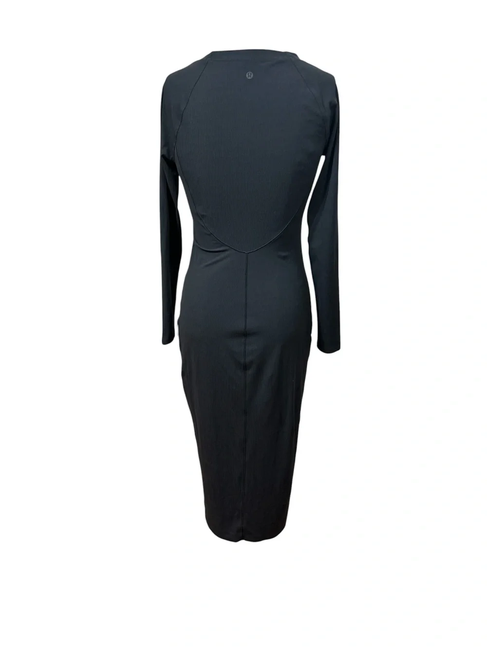 lululemon Black Scoop-Neck Midi Dress All Aligned Ribbed Medium Long-Sleeve EUC